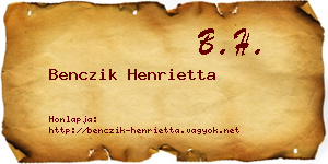 Benczik Henrietta névjegykártya